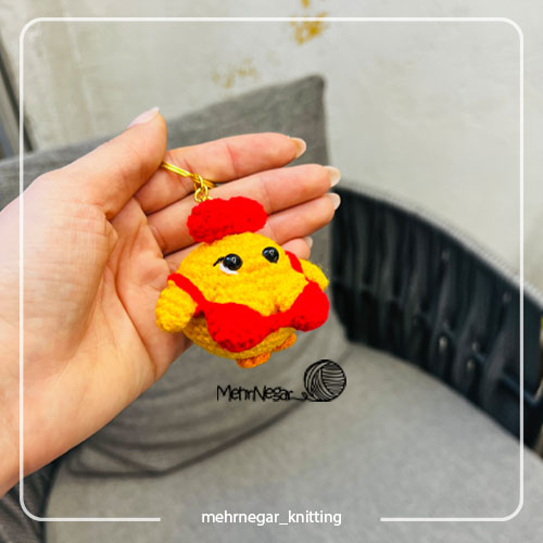 Keychain with a cute chick red