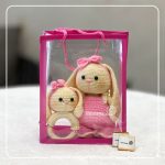 ست عروسک و جغجغه خرگوش صورتی